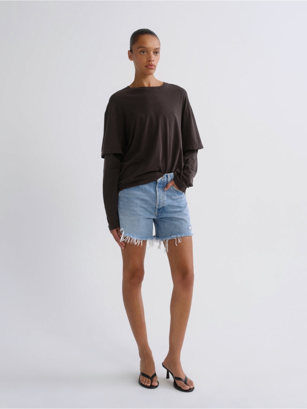 Agolde Parker Long Denim Shorts Sz 30